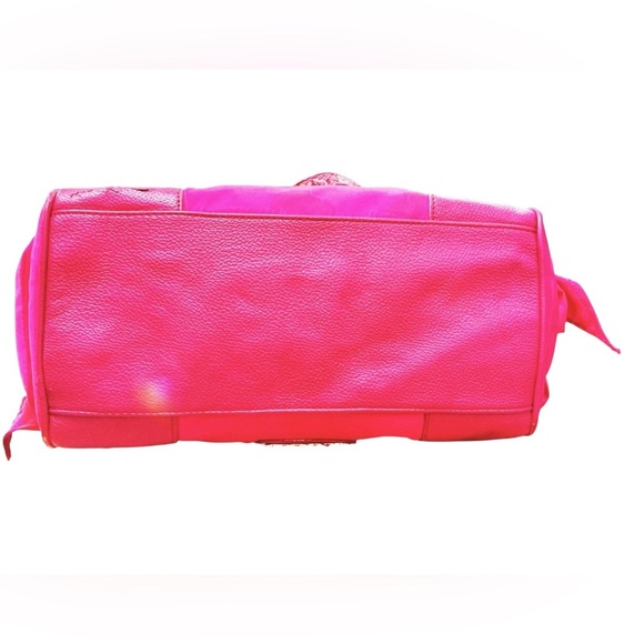 Vintage Juicy Couture Pink Nylon Malibu Daydreamer Studded Bow Bag Satchel - Picture 8 of 16